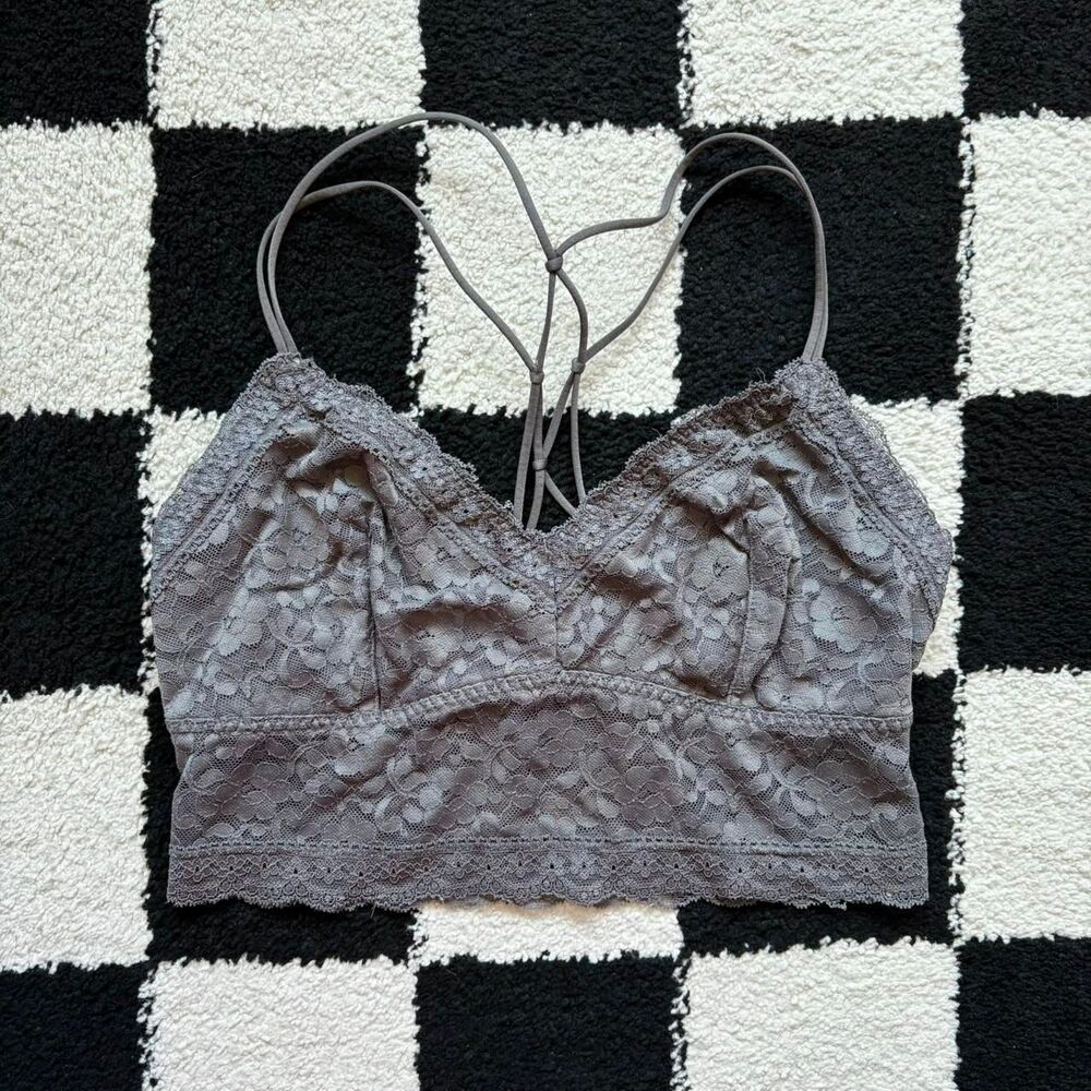 Gilly Hicks Grey Lace Longline Bralette M